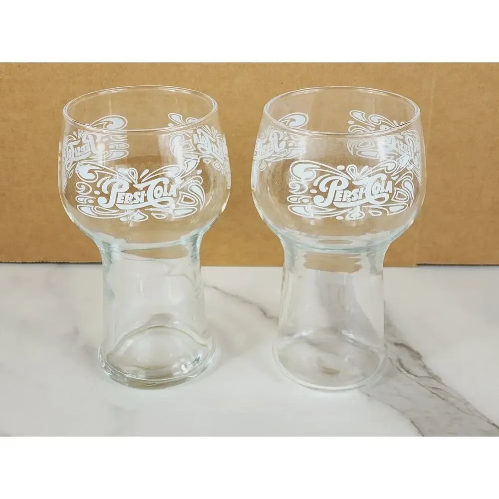 Pepsi Cola Fountain Style Glass 16oz Drinking Retro 70's Soda Glasses 6